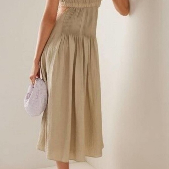 Jonathan Simkhai Jarvis pleated cutout crinkled-voile midi dress - Picture 5 of 8